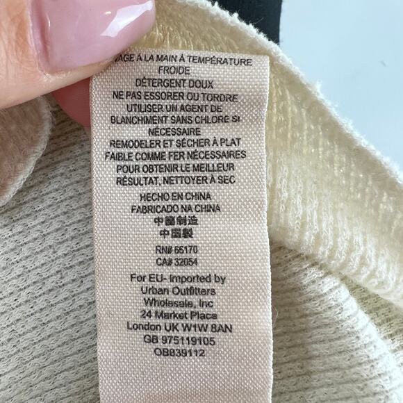 FREE PEOPLE Fairground Patterned Wide Neck Thermal Top Ivory Art Sleeves Boho S - Picture 10 of 10